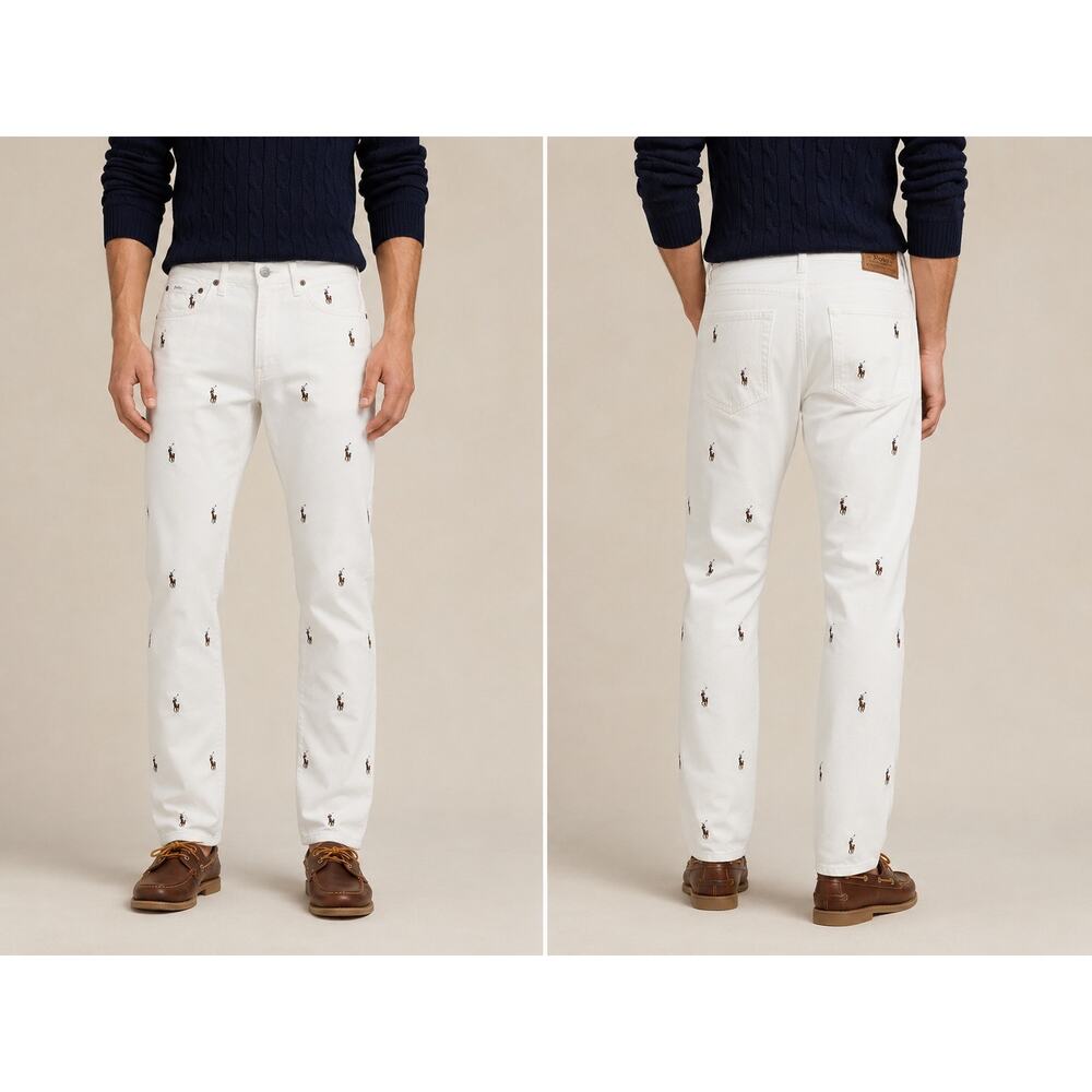 Polo Ralph Lauren Sullivan Slim Pony AOP Stitched Jean in White NWT 30x30 - Picture 10 of 10